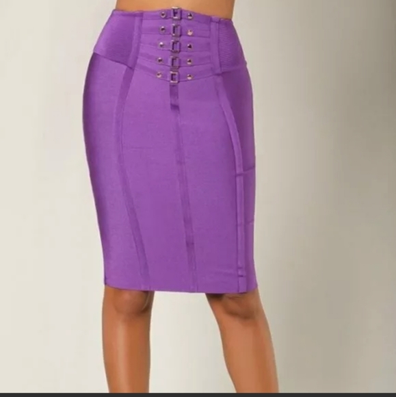 WOW couture Dresses & Skirts - Wow Couture Purple Bandage Pencil Skirt Large NWT